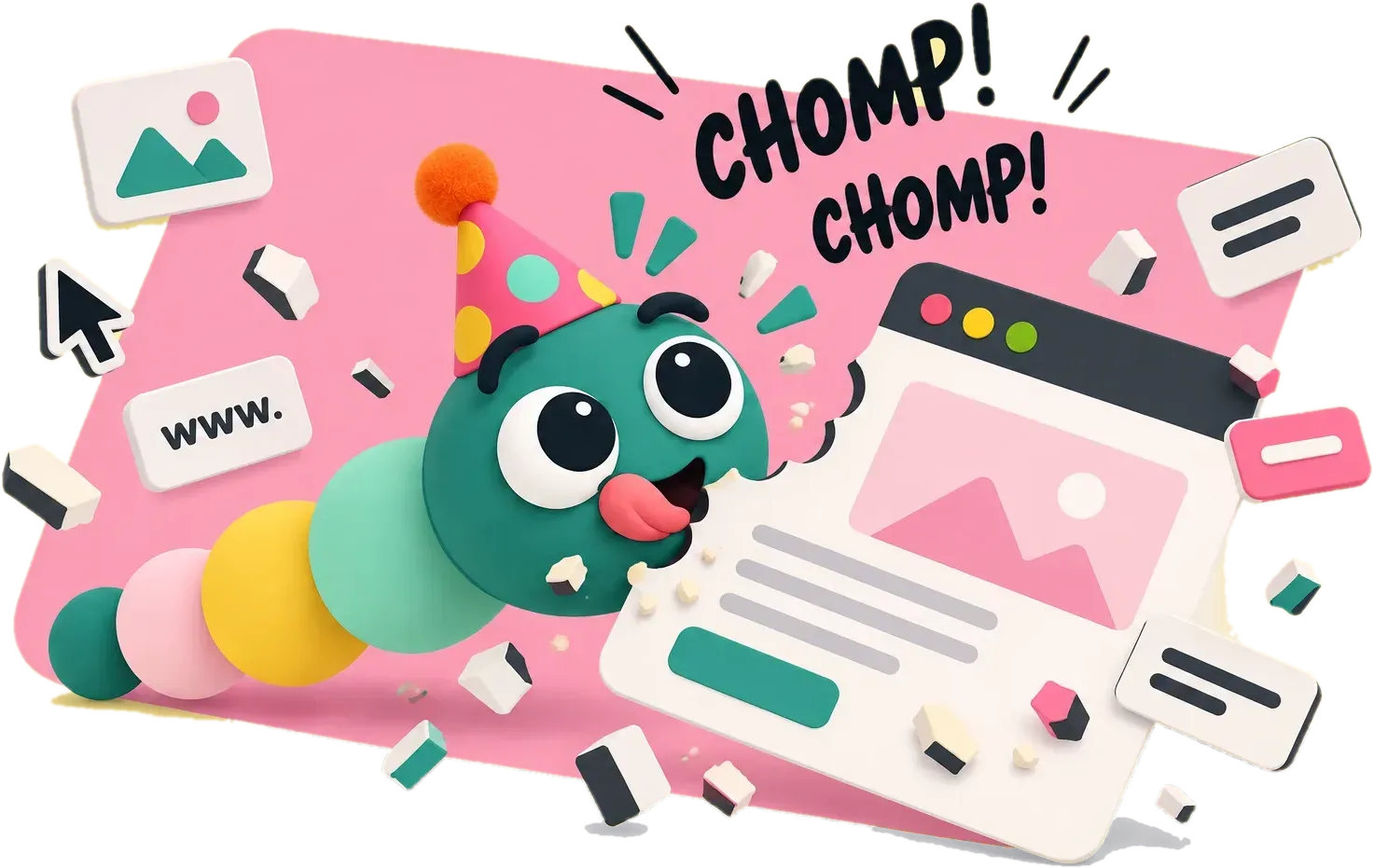 Dandy Larv äter upp en webbsida – CHOMP CHOMP